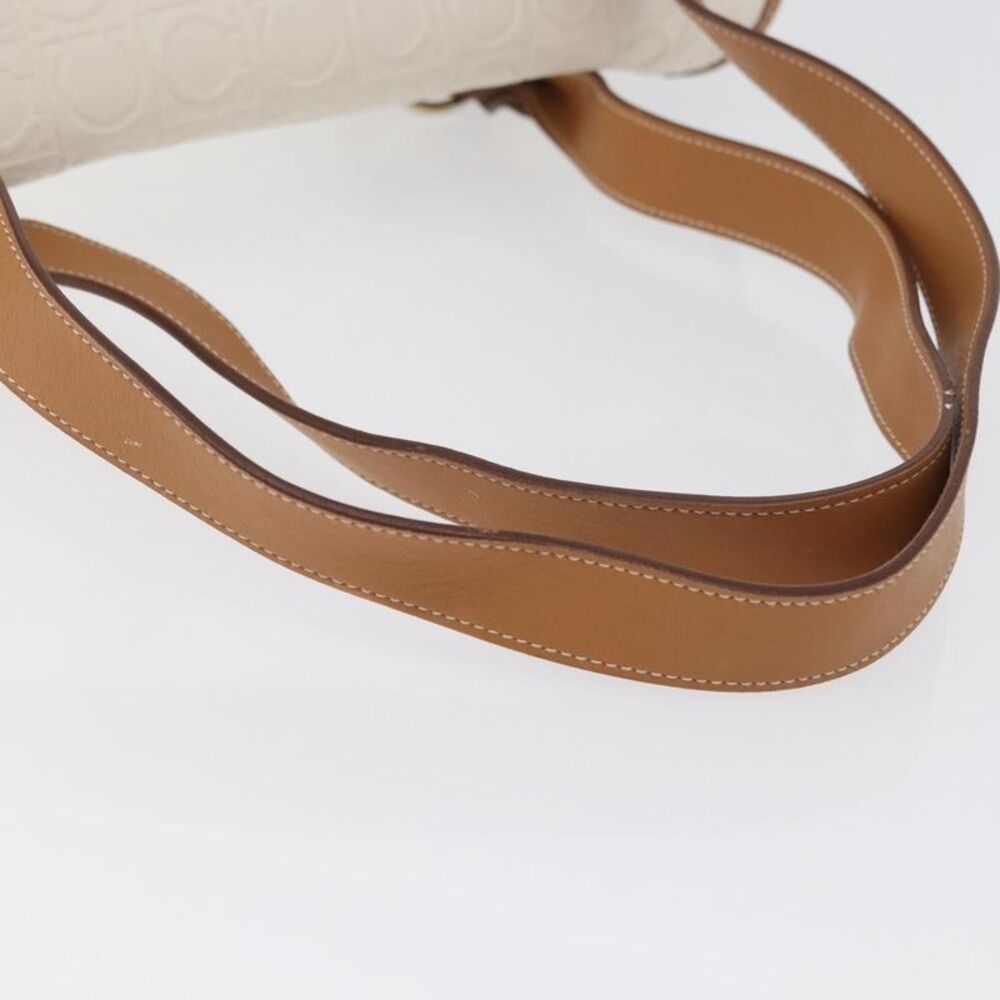 Salvatore Ferragamo Gancini Top Handle Canvas White Pvc Handbag - Picture 7 of 16